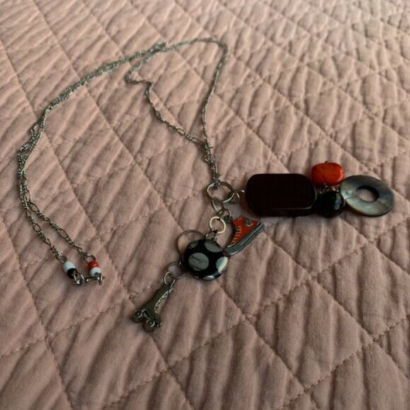 OPERA long Elegant Silver Pendant Necklace - converse skates charms - Picture 7 of 7